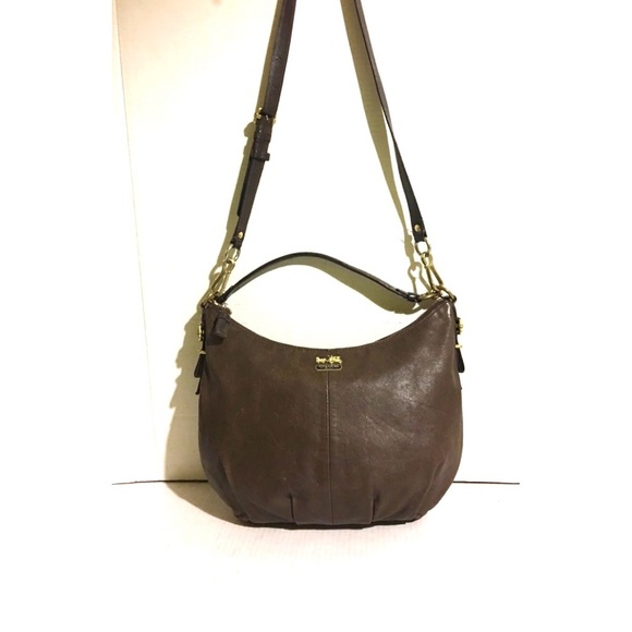 Coach dark brown leather crossbody handbag - Picture 1 of 10